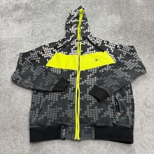 LRG Zumiez Space Invaders Full Zip Hoodie Sweatshirt Mens Medium Neon Pixel Y2K